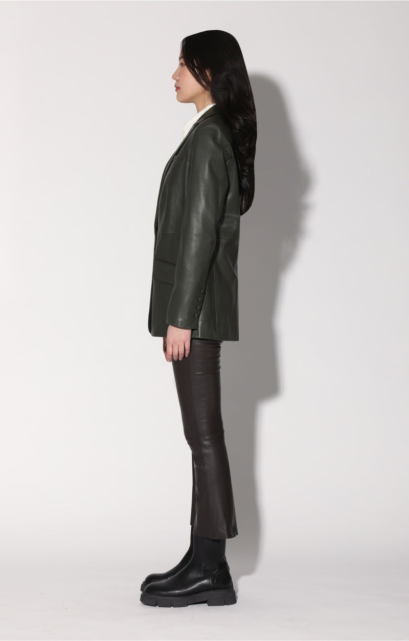Mia Blazer, Moss - Leather