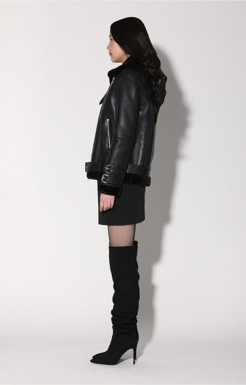 Whitney Jacket, Black Leather/ Black Fur - Leather (Fall 2024)