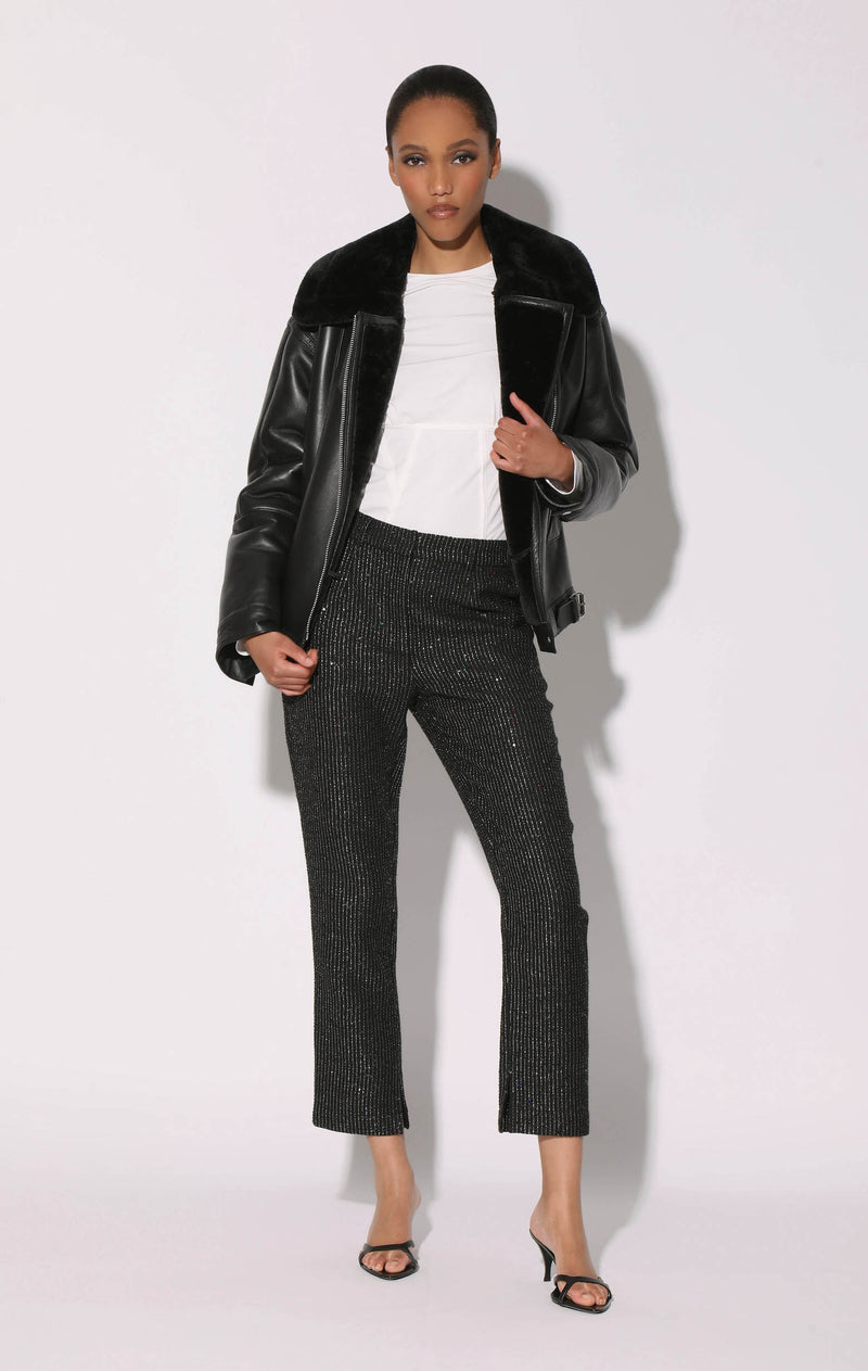 Mariah Jacket, Black Leather Black Fur - Leather Shearling