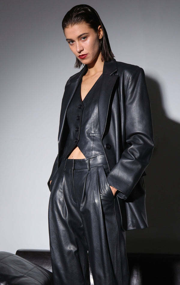 Kira Blazer, Black - Leather