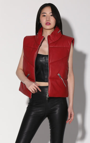 Landon Vest, Red - Puffer Leather