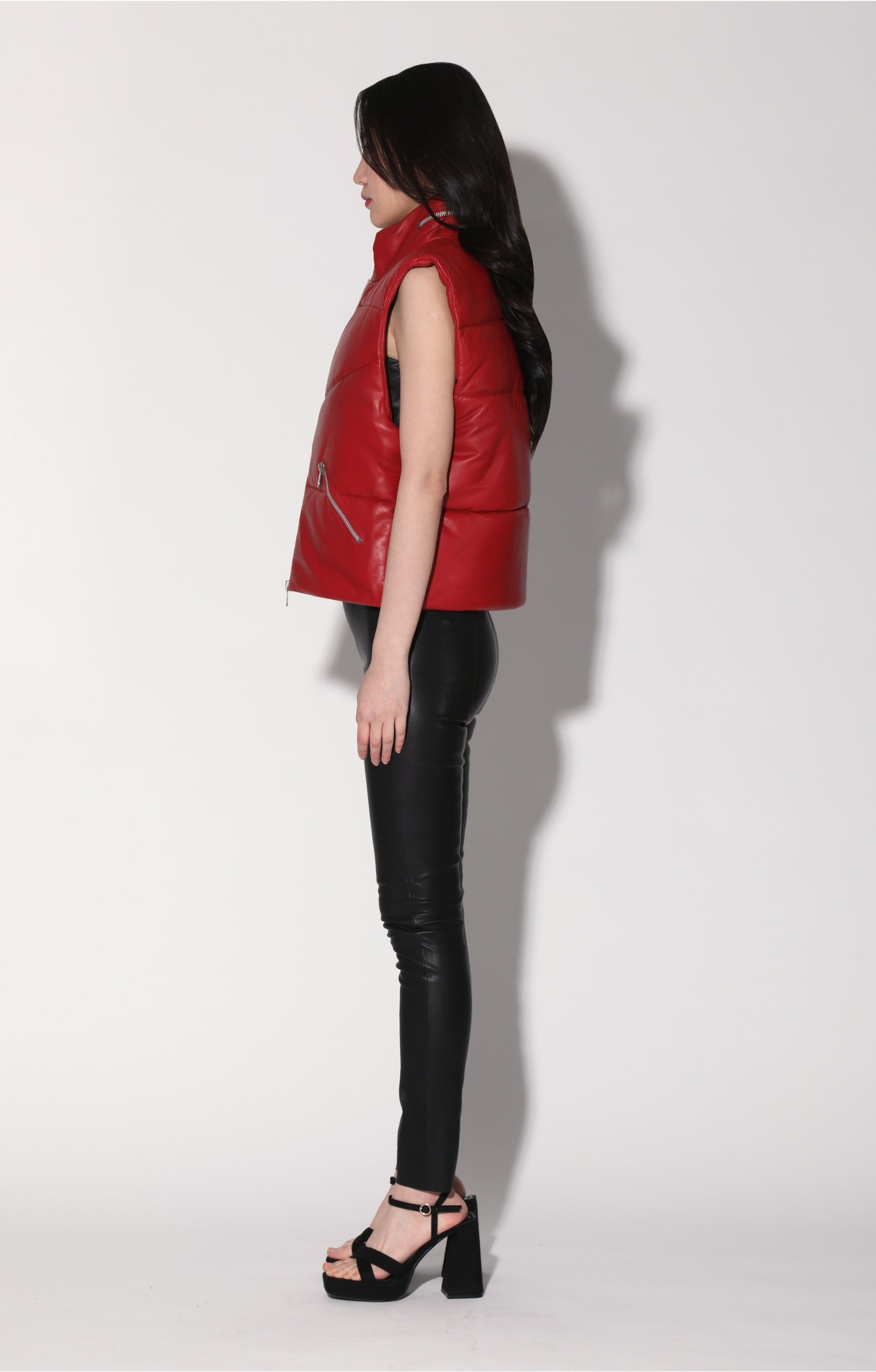 Landon Vest, Red - Puffer Leather
