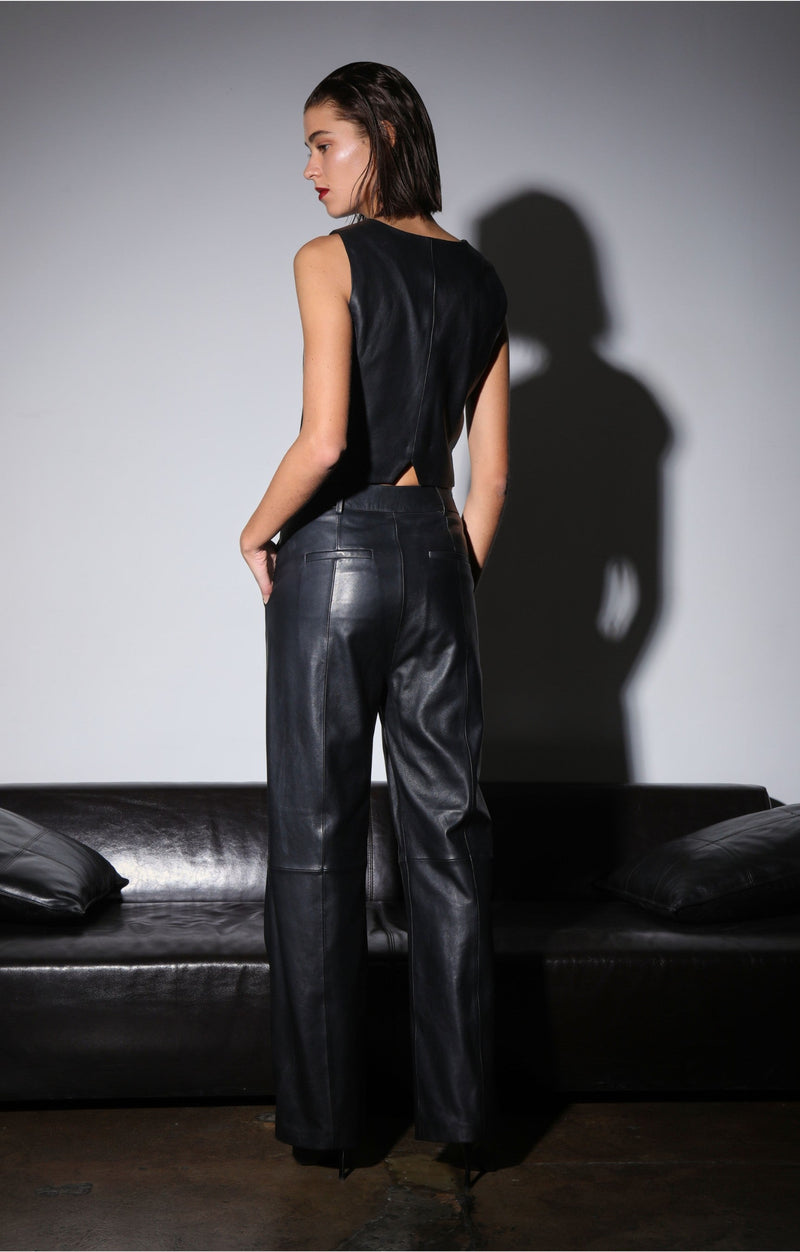 Leslee Vest, Black - Leather (Early Spring 2024)
