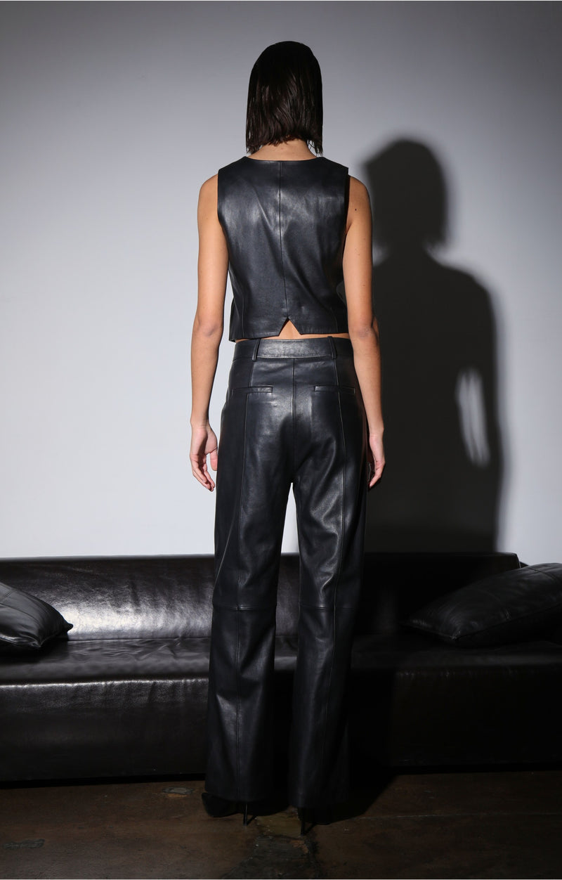 Leslee Vest, Black - Leather