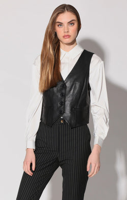 Leslee Vest, Black - Leather