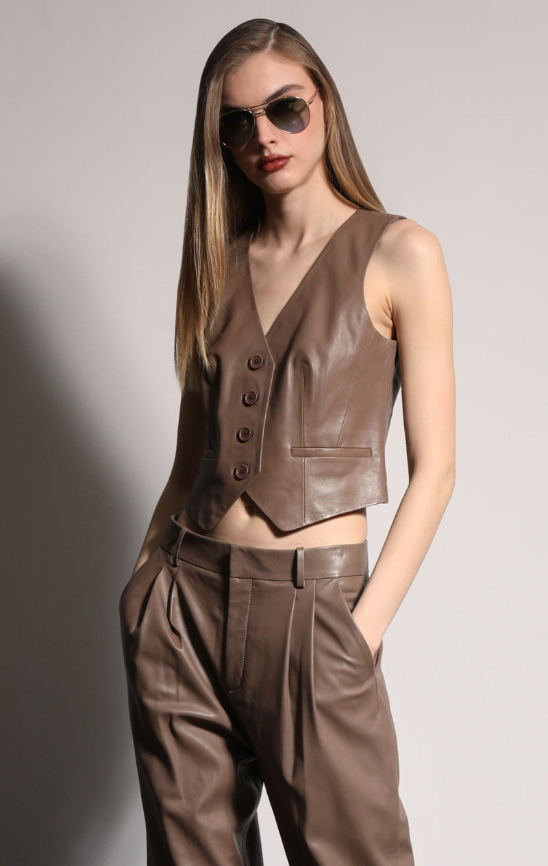 Leslee Vest, Cedar - Leather