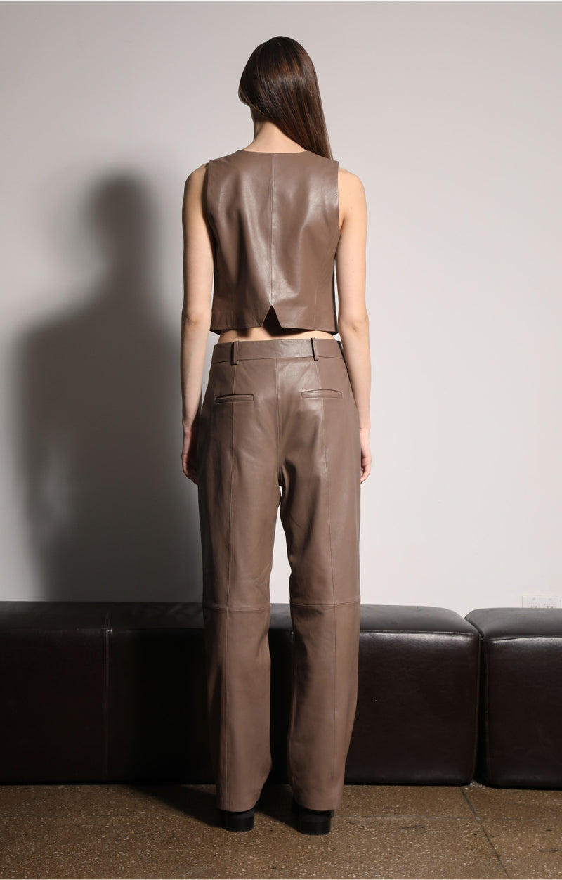 Leslee Vest, Cedar - Leather