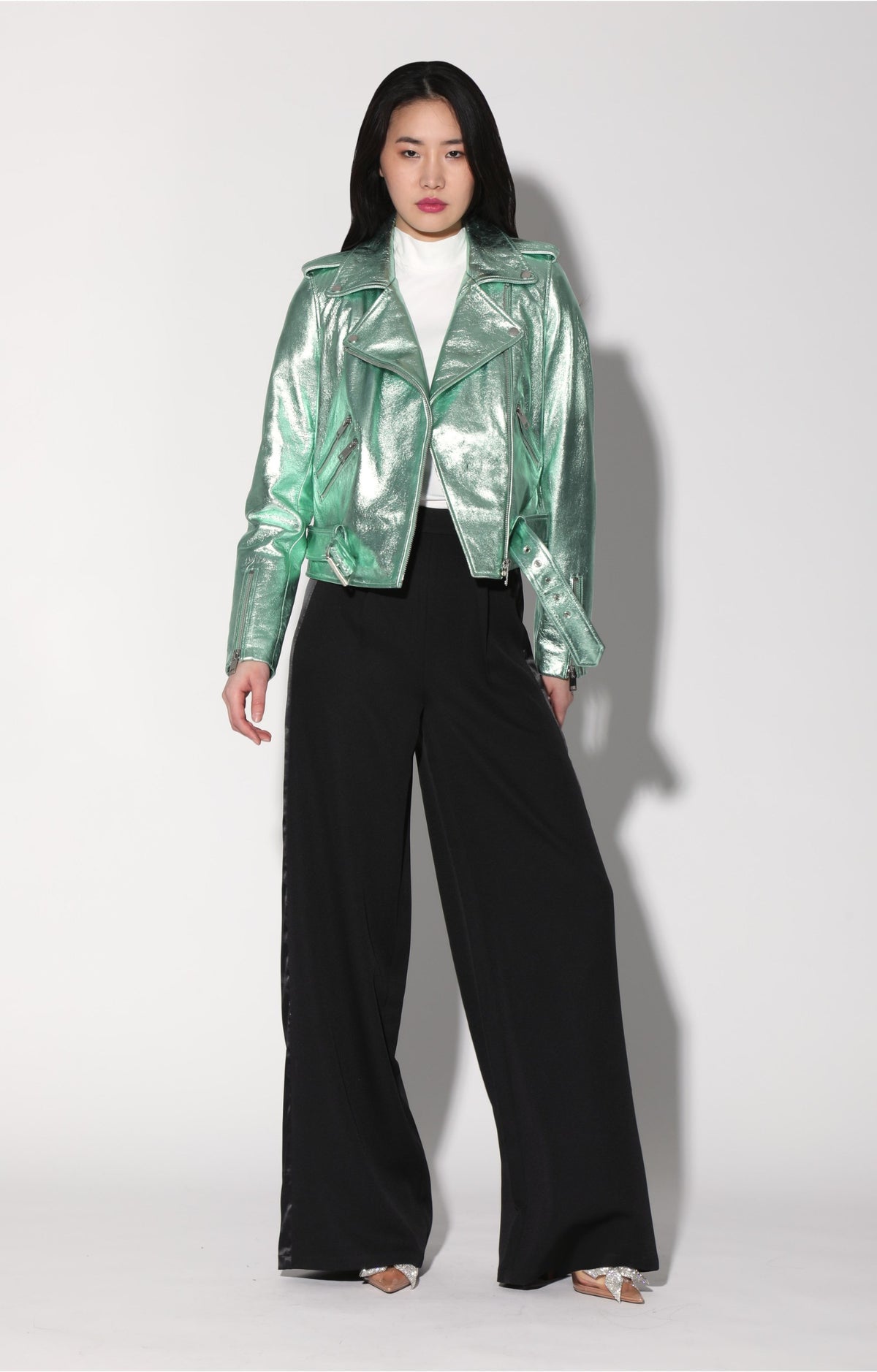 Allison Jacket, Mint Metallic - Leather