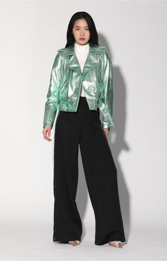 Allison Jacket, Mint Metallic - Leather