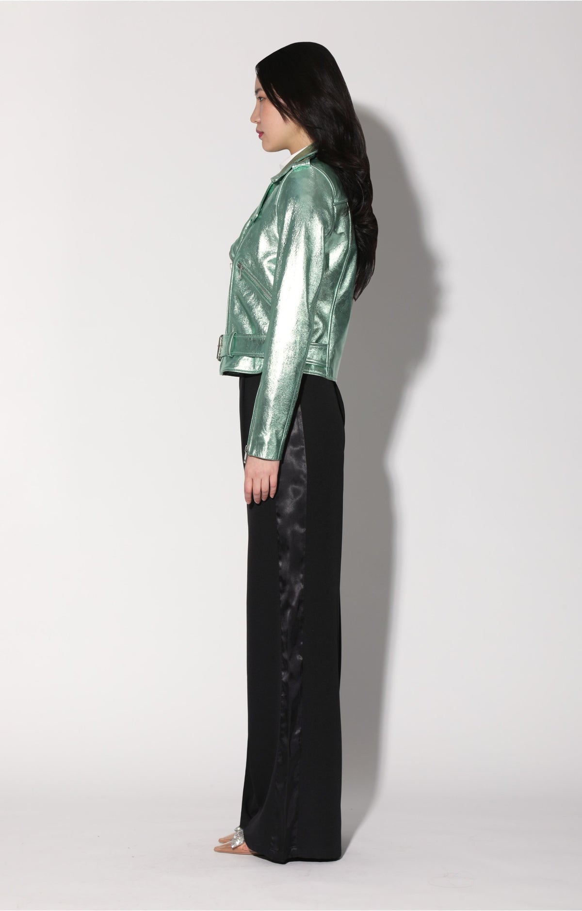 Allison Jacket, Mint Metallic - Leather