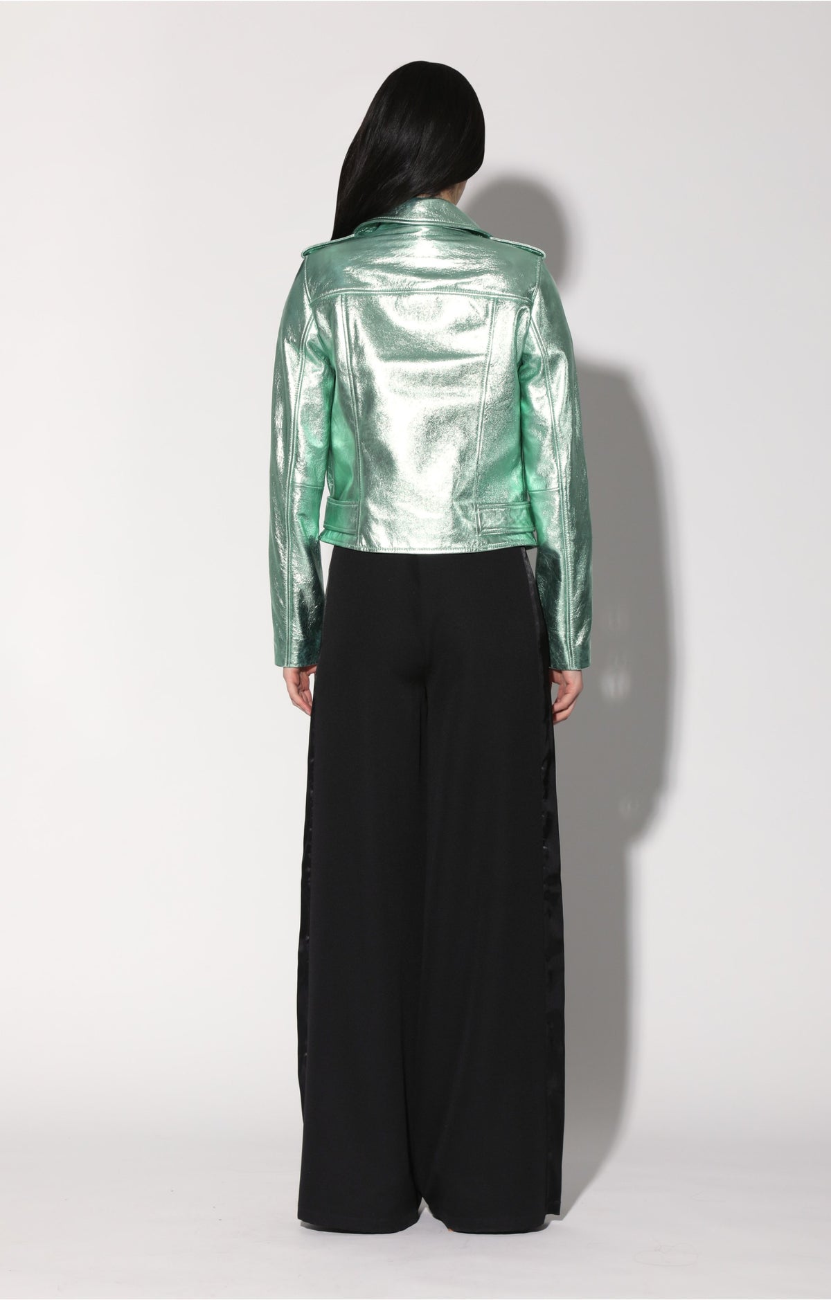 Allison Jacket, Mint Metallic - Leather
