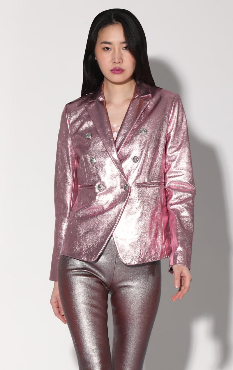 Marley Blazer, Pink Frost Metallic - Leather
