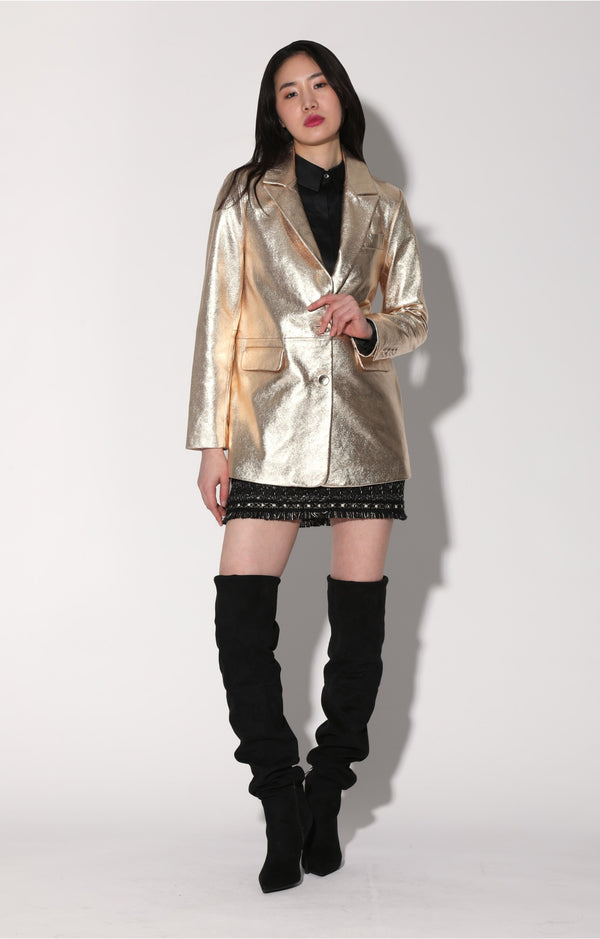 Kira Blazer, Gold - Leather