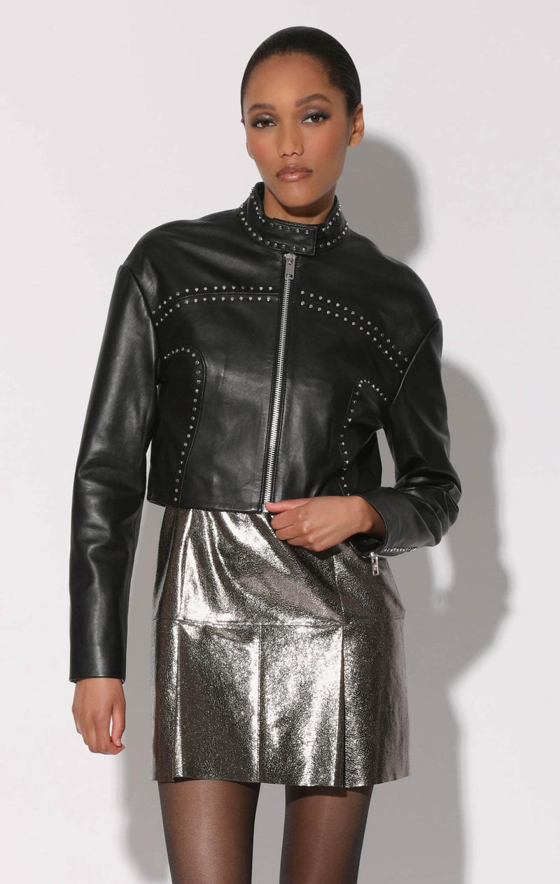 Stevie Studded Jacket, Black - Leather