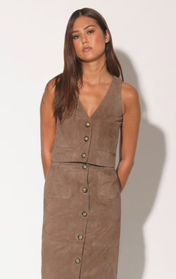 Leroy Vest, Cedar Suede - Leather