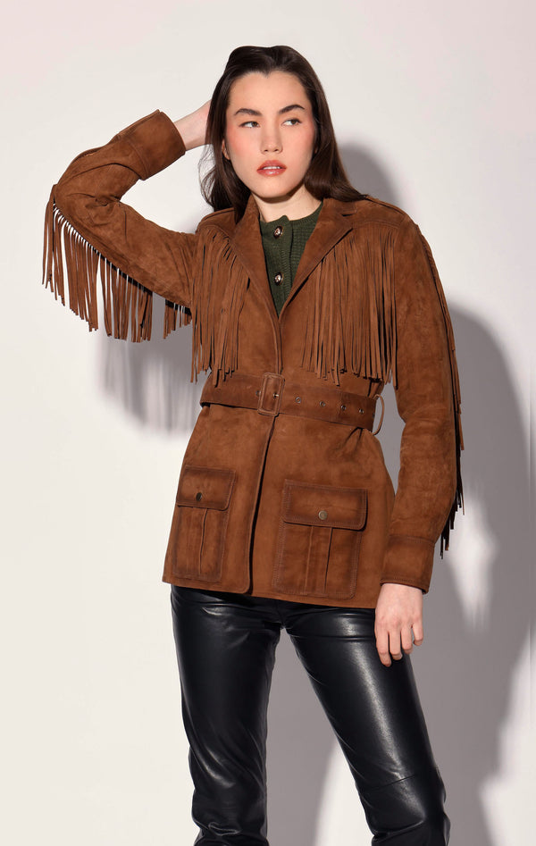 【新品】【限定】KAJA Realistic Suede Jacket / L Linda Jacket, Caramel Suede - Leather