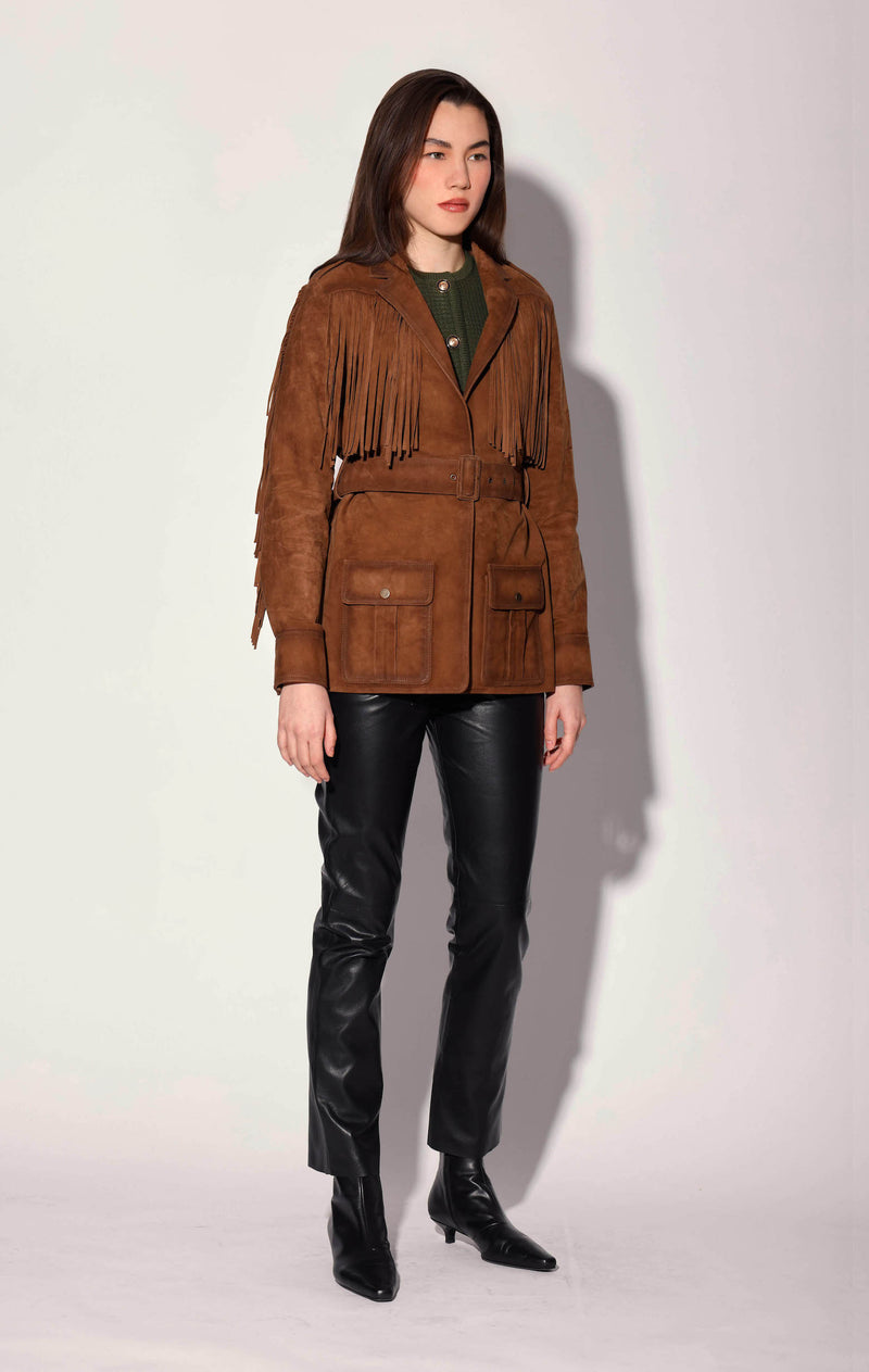 Linda Jacket, Caramel Suede - Leather