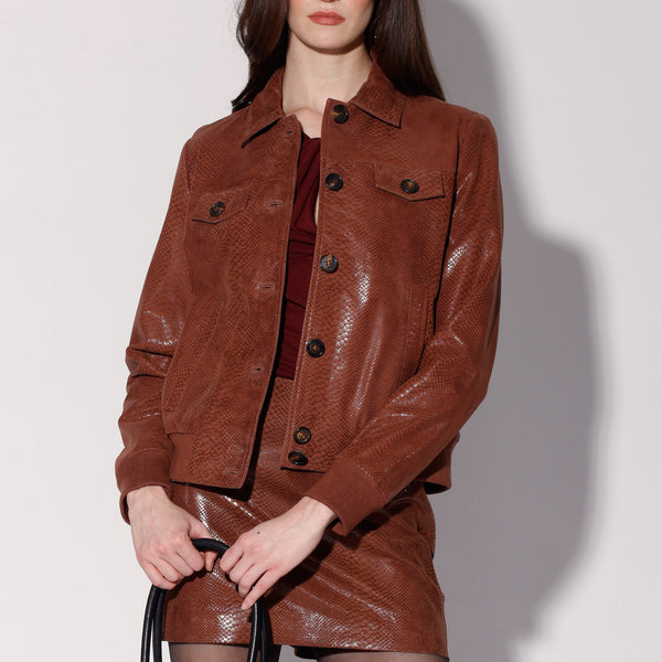 Lucy Jacket, Clay Snake Suede - Leather