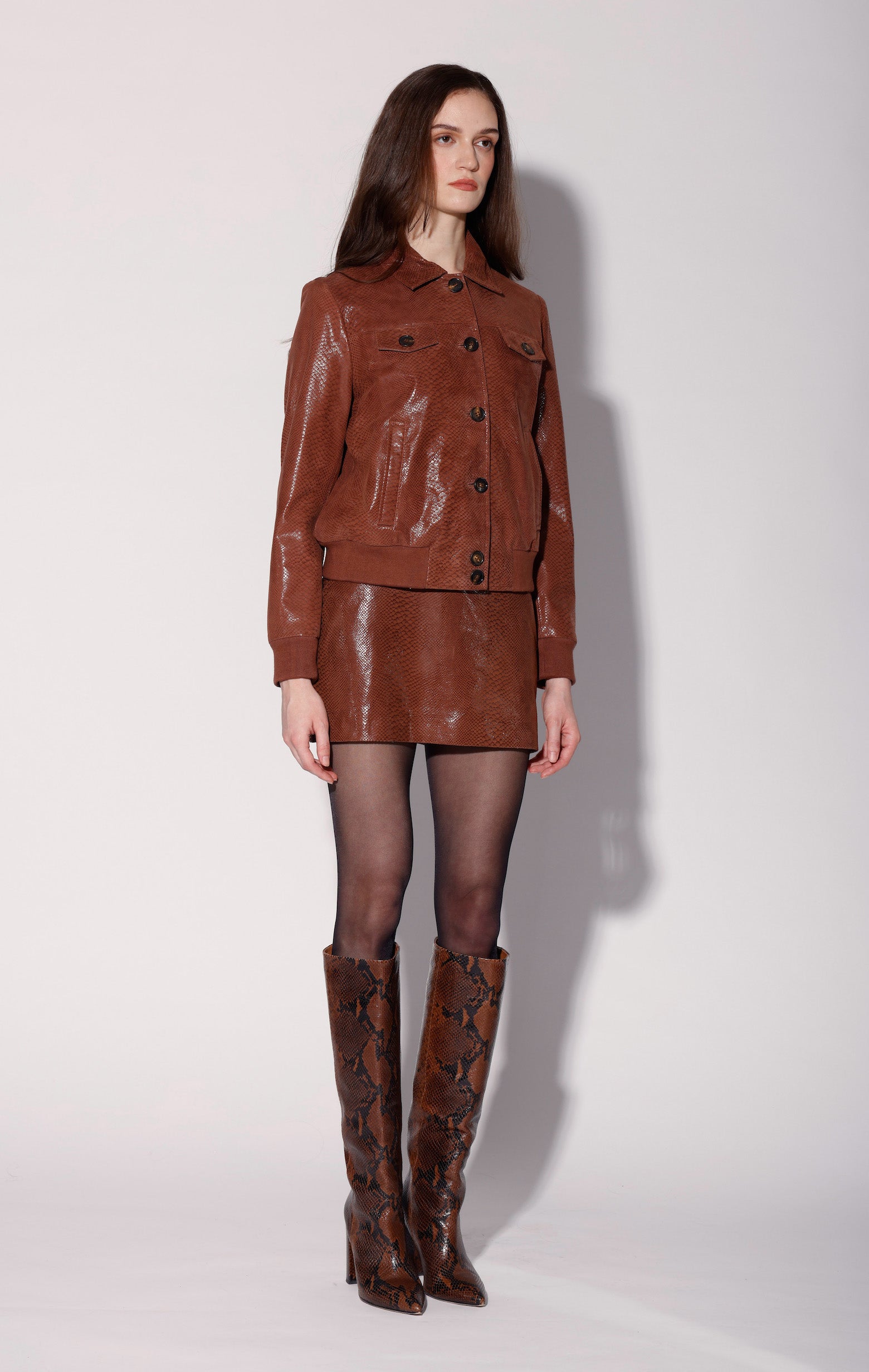 Lucy Jacket, Clay Snake Suede - Leather