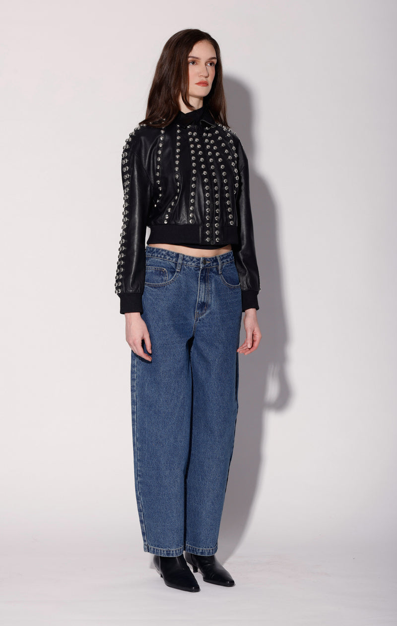 Ilaria Jacket, Black w/ Silver - Leather