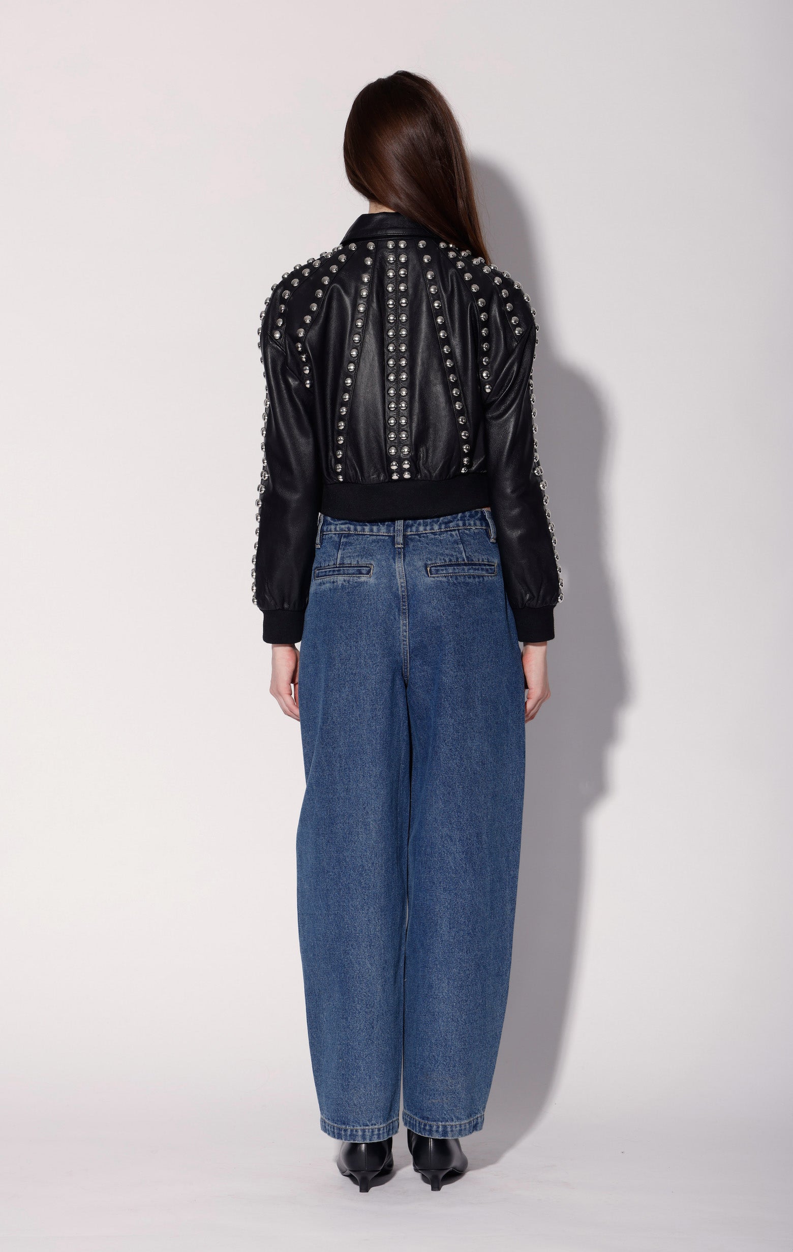 Ilaria Jacket, Black w/ Silver - Leather