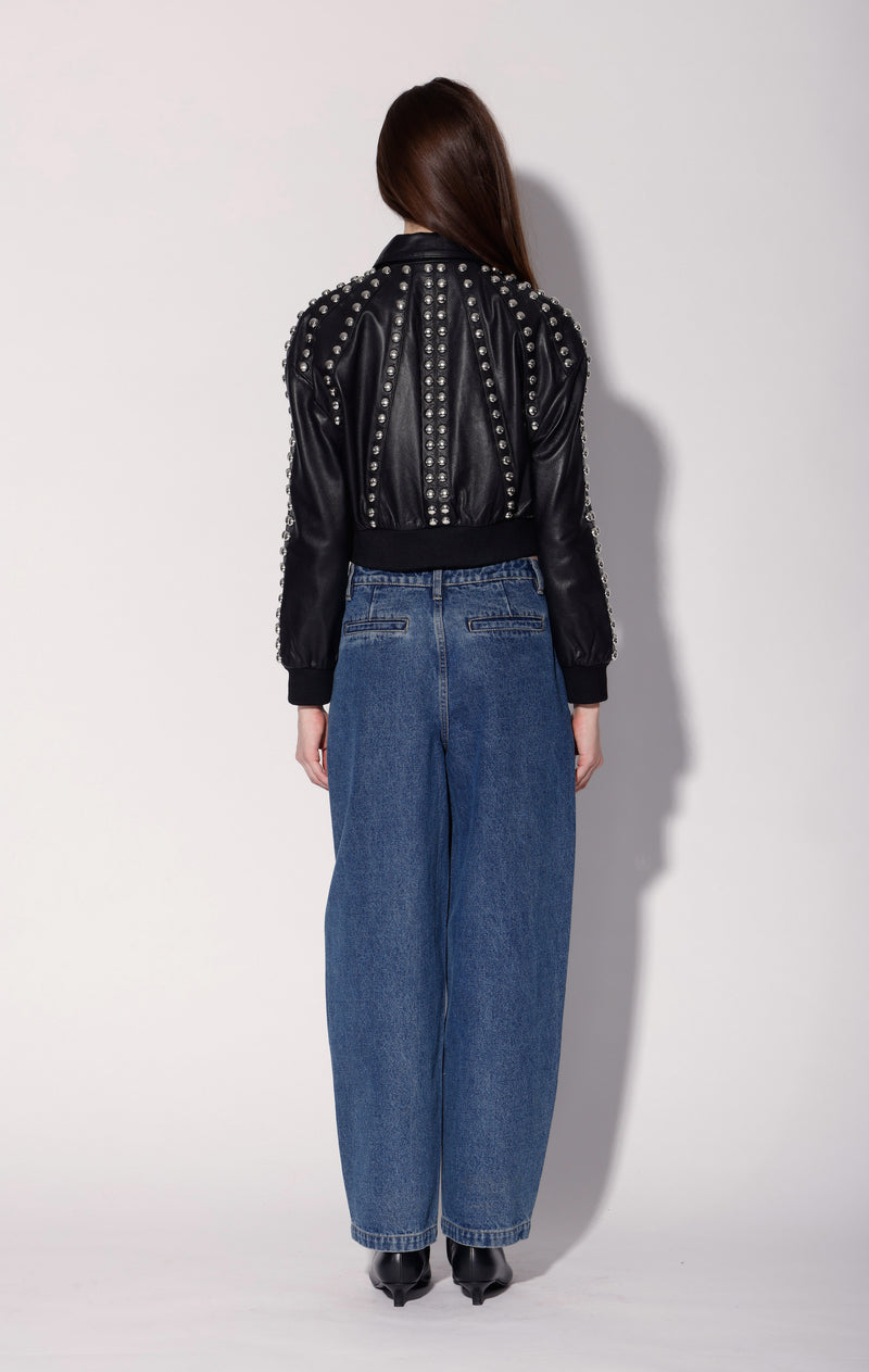 Ilaria Jacket, Black w/ Silver - Leather