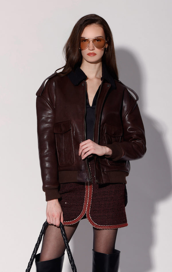 Hudson Jacket, Plum/Black - Leather