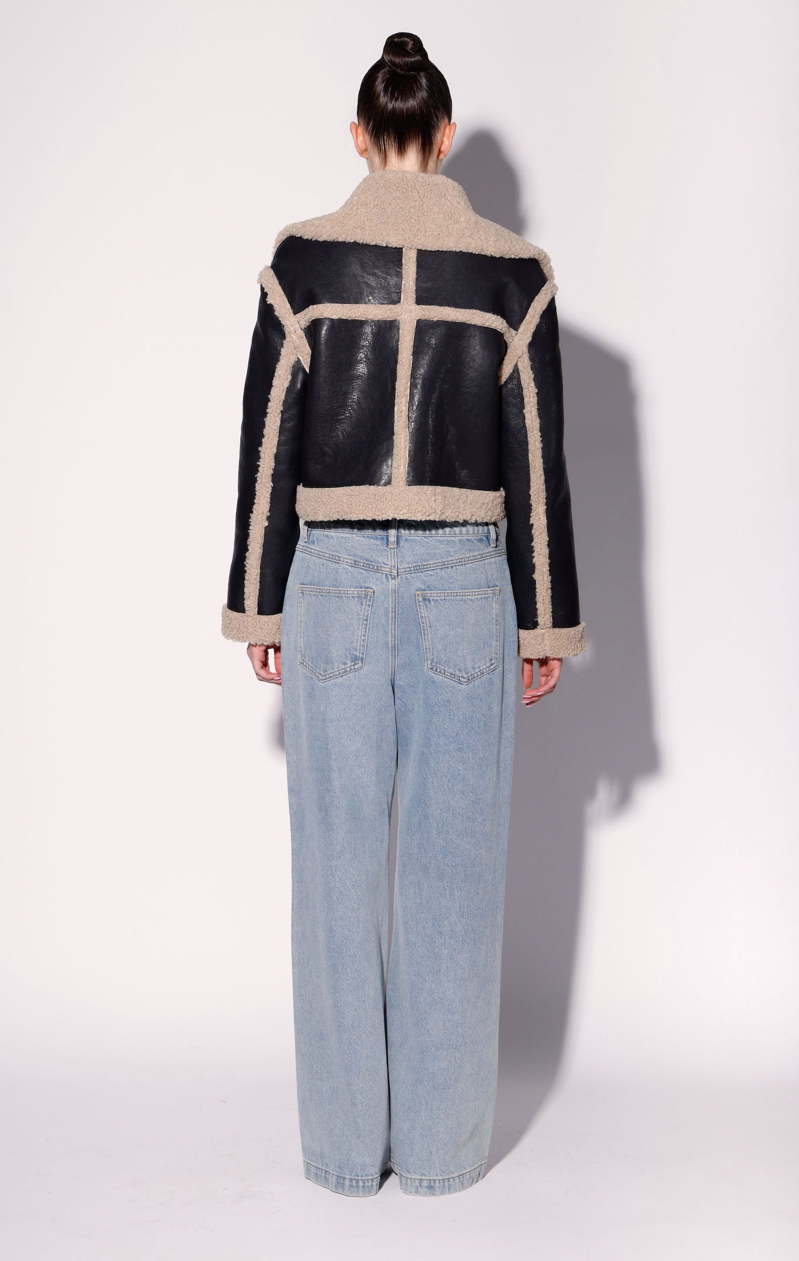 Helena Jacket, Black/Beige - Leather