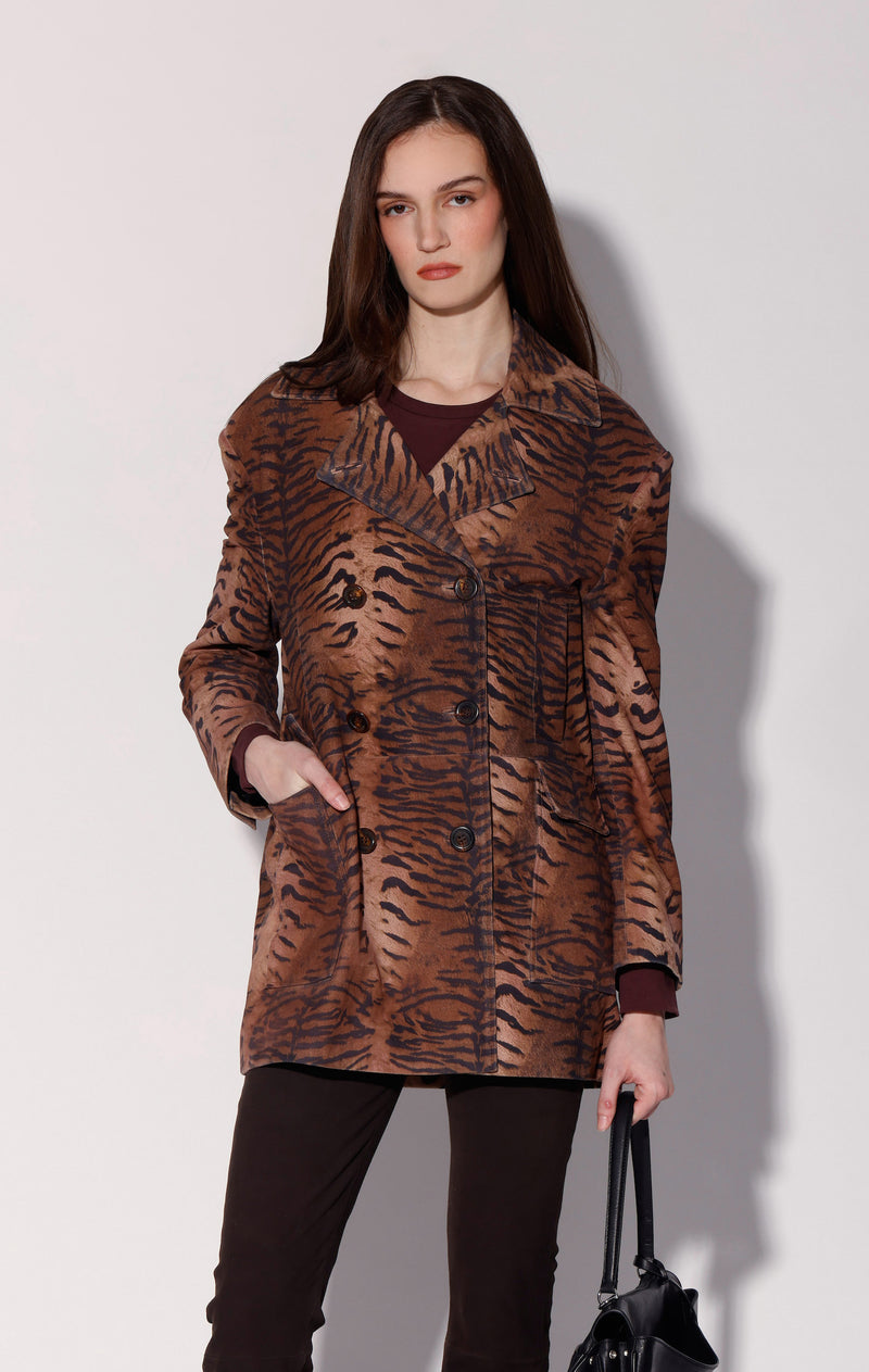 Jenna Coat, Tiger Suede - Leather