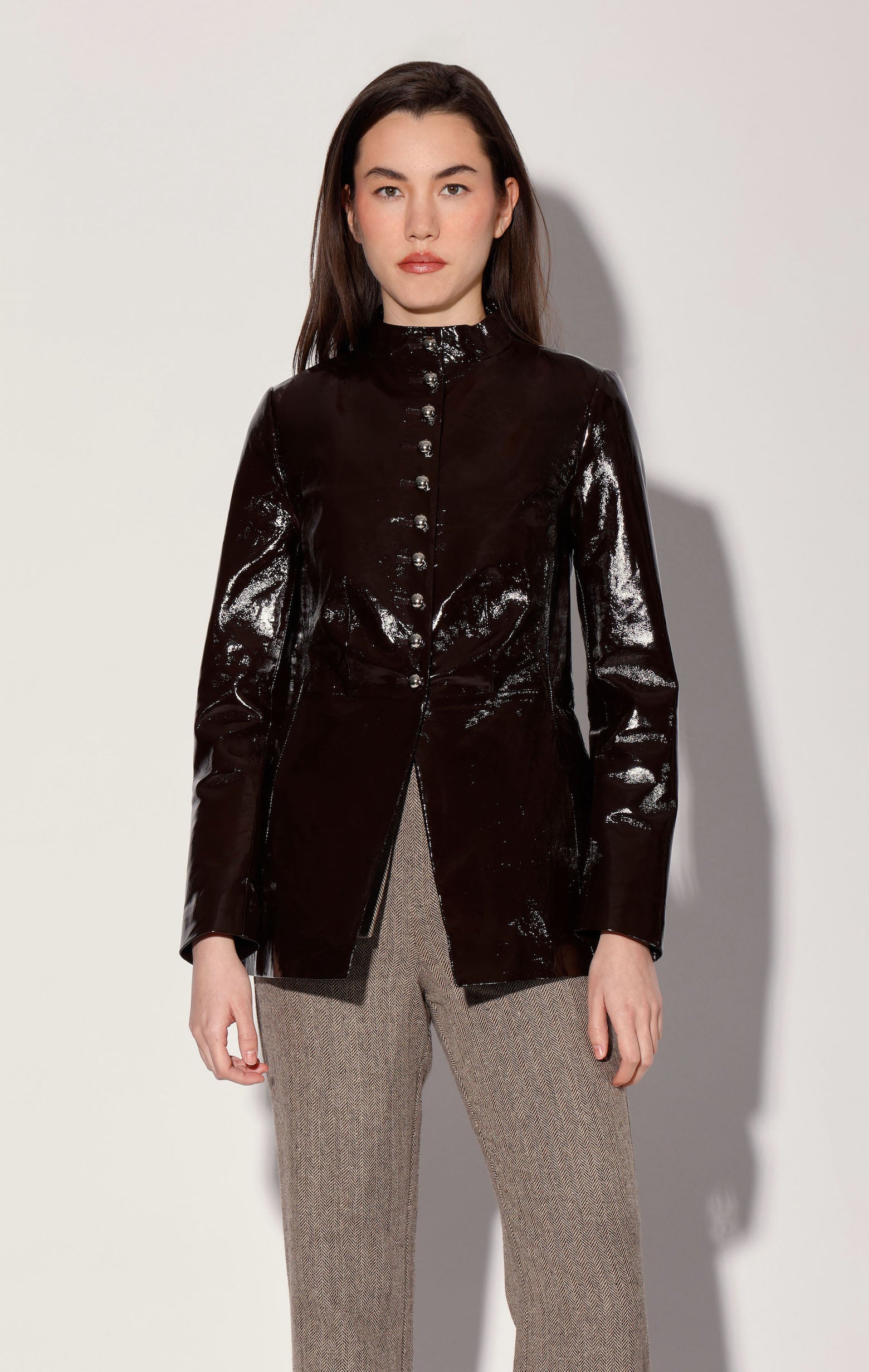 Isabella Jacket, Java Patent - Leather