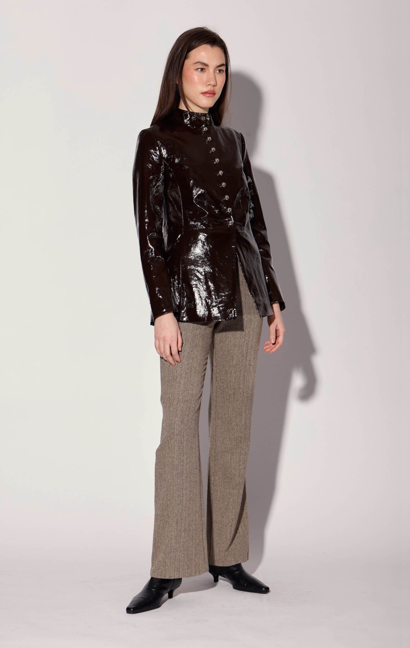 Isabella Jacket, Java Patent - Leather