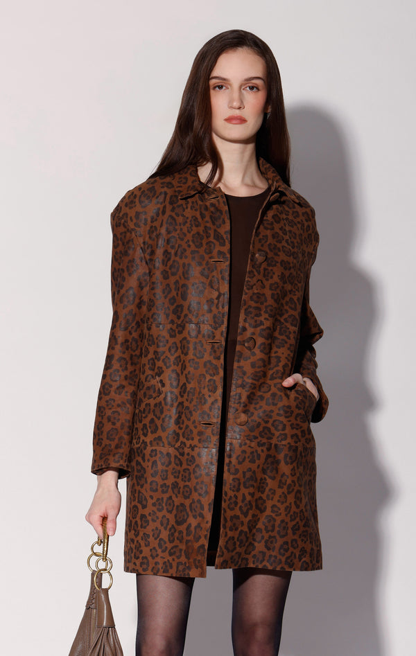 Candice Coat, Leopard Suede - Leather
