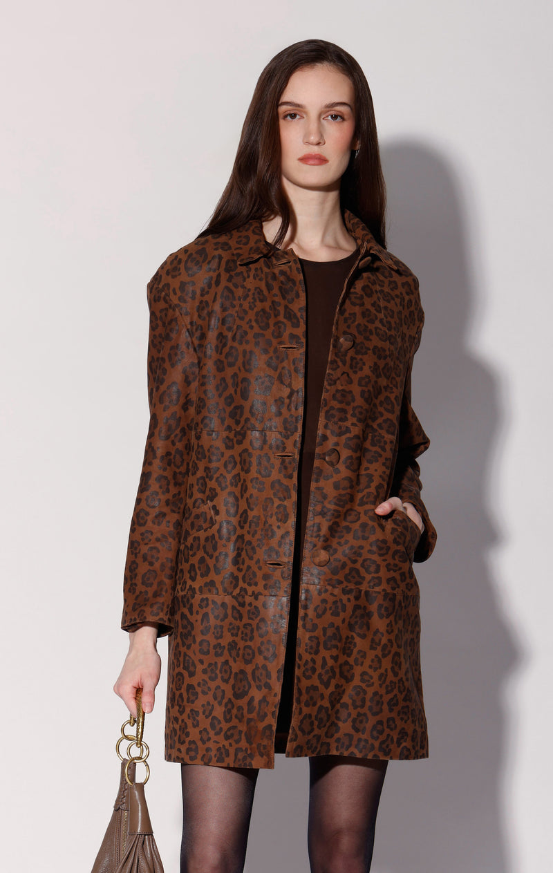Candice Coat, Leopard Suede - Leather