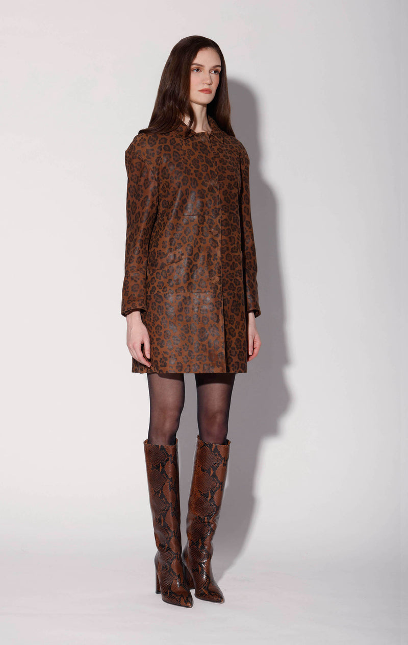 Candice Coat, Leopard Suede - Leather