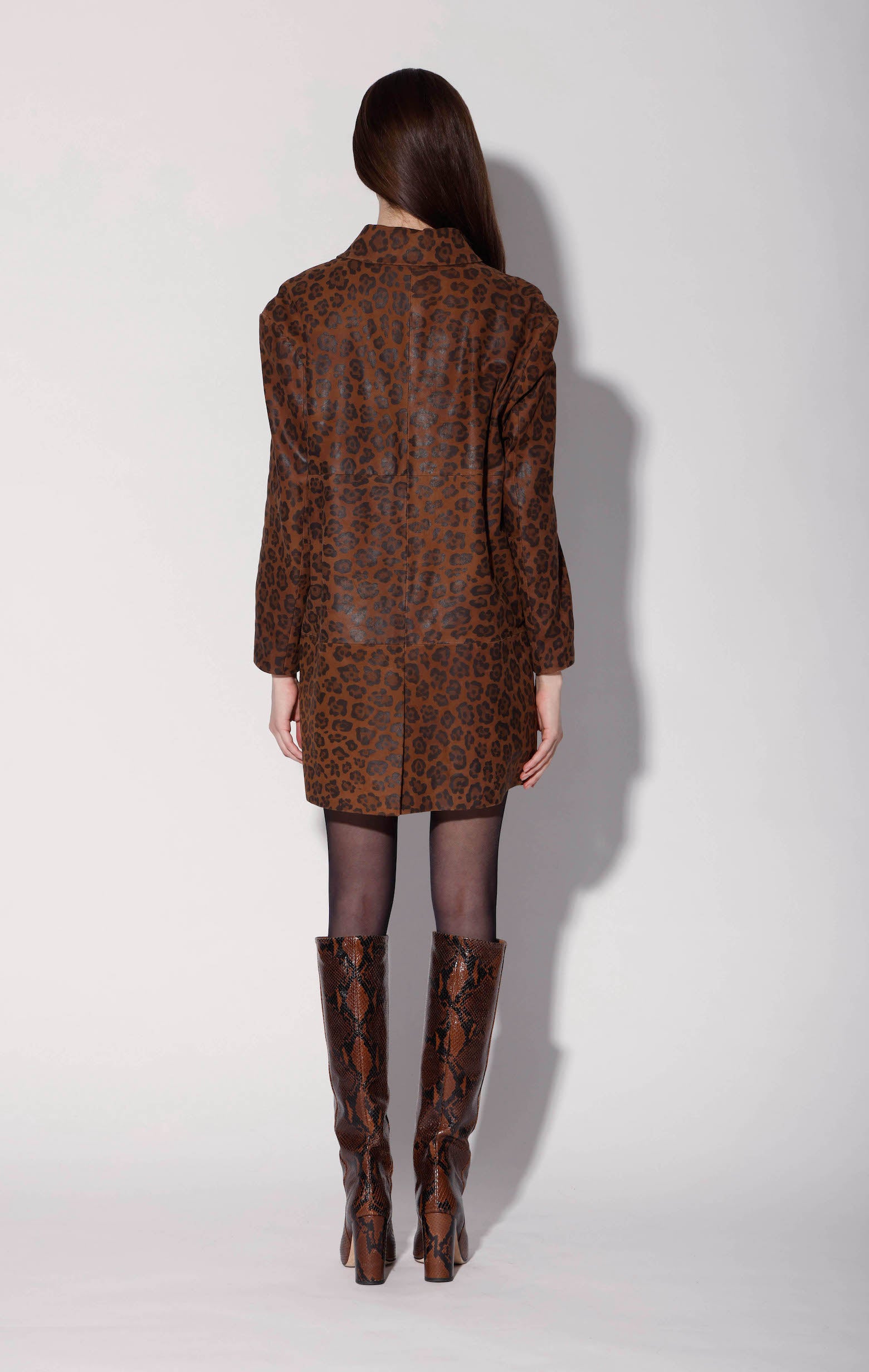 Candice Coat, Leopard Suede - Leather