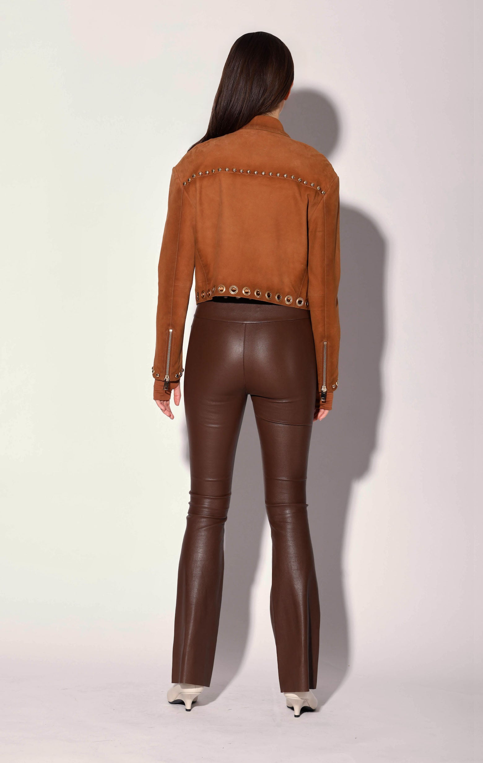 Jolene Jacket, Oak Suede w/ Gold - Leather