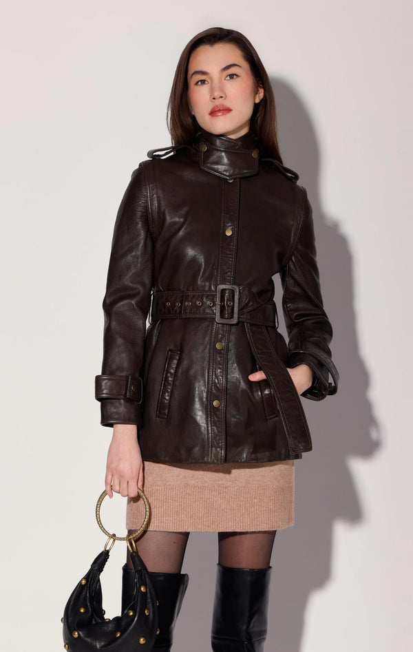 Imani Jacket, Dark Olive - Leather