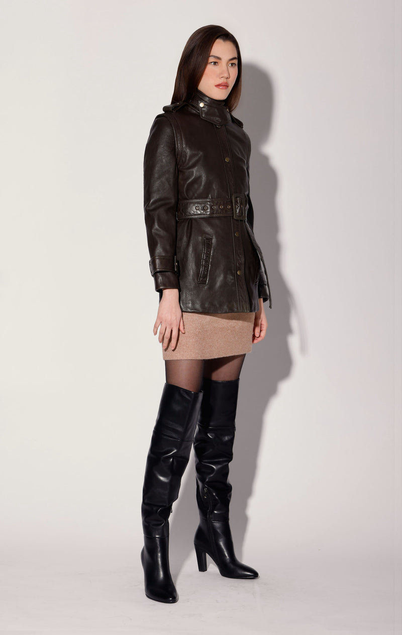 Imani Jacket, Dark Olive - Leather