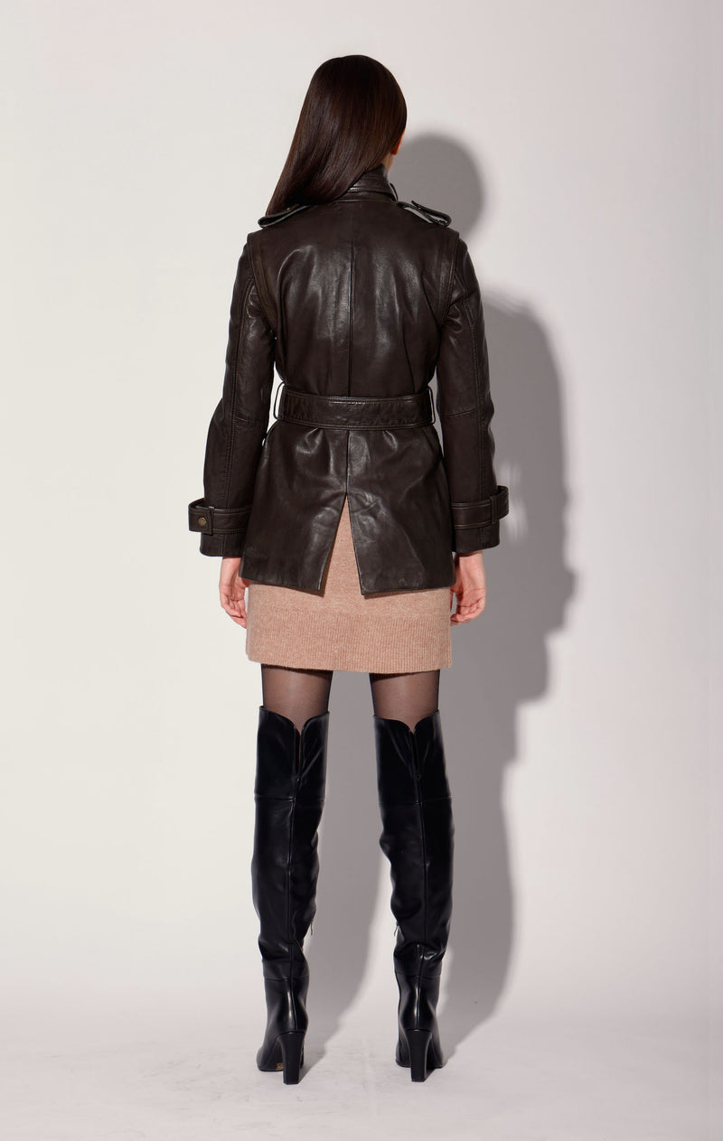 Imani Jacket, Dark Olive - Leather