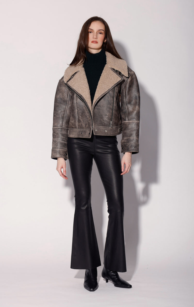 Richie Jacket, Black Sand/Beige - Leather