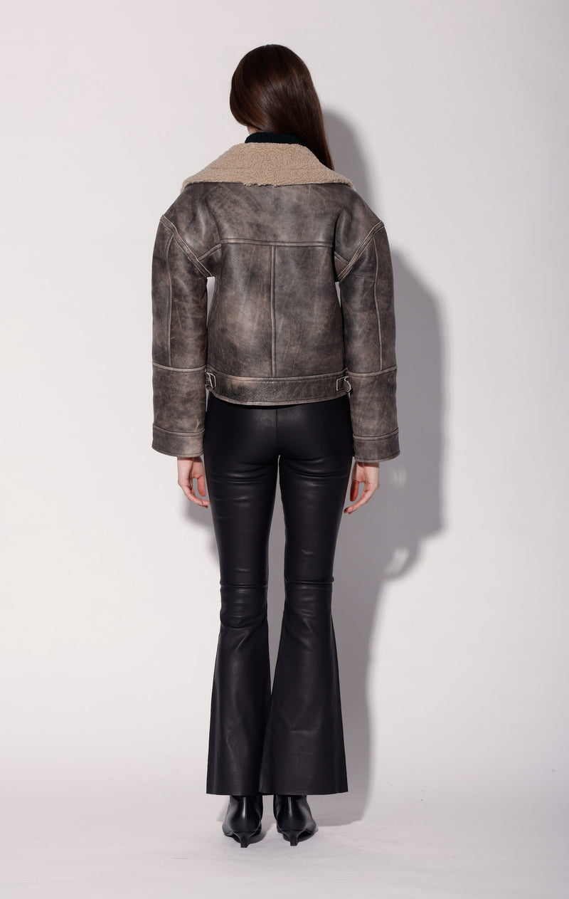 Richie Jacket, Black Sand/Beige - Leather