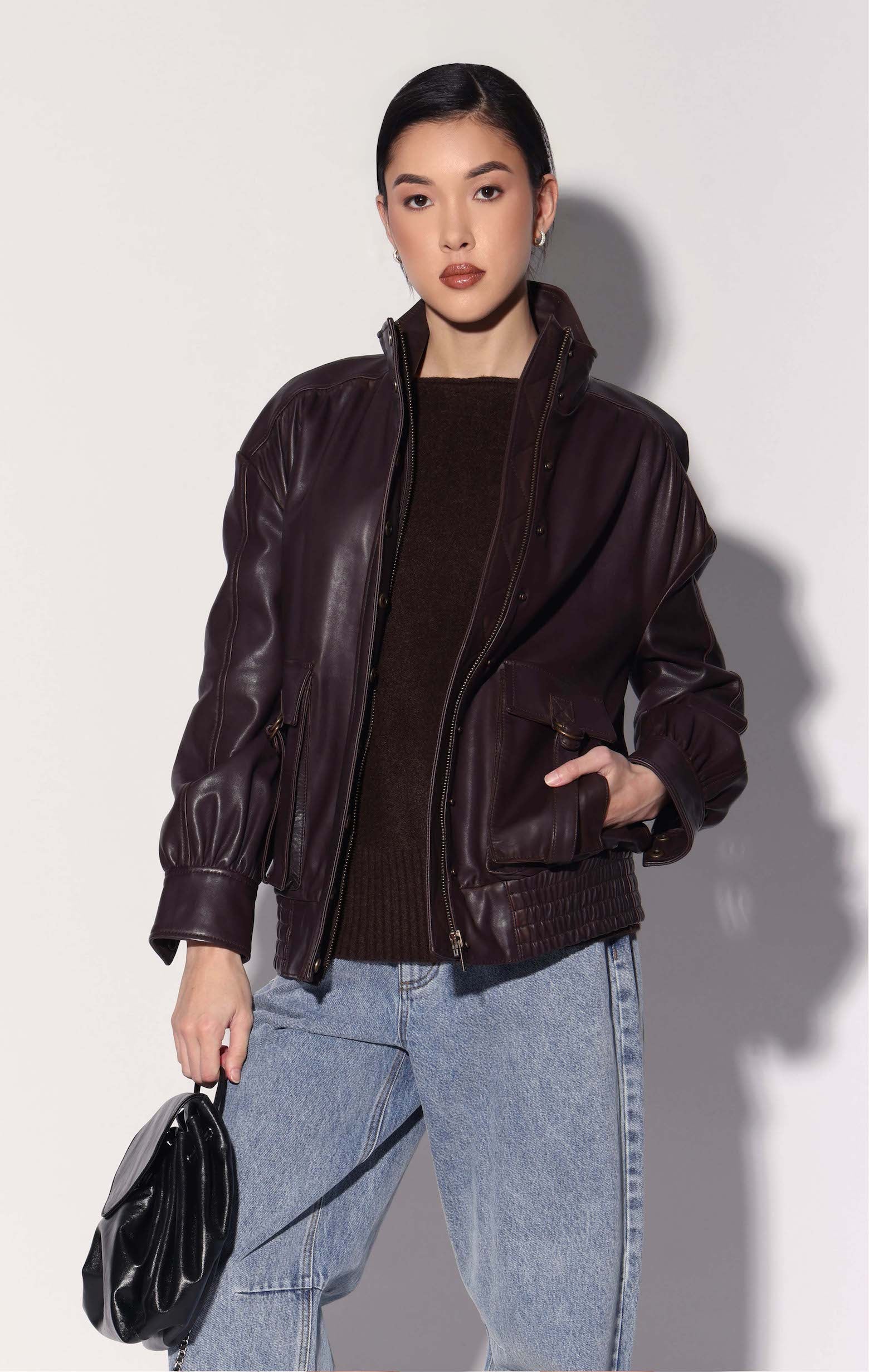 Hadlee Jacket, Plum - Leather