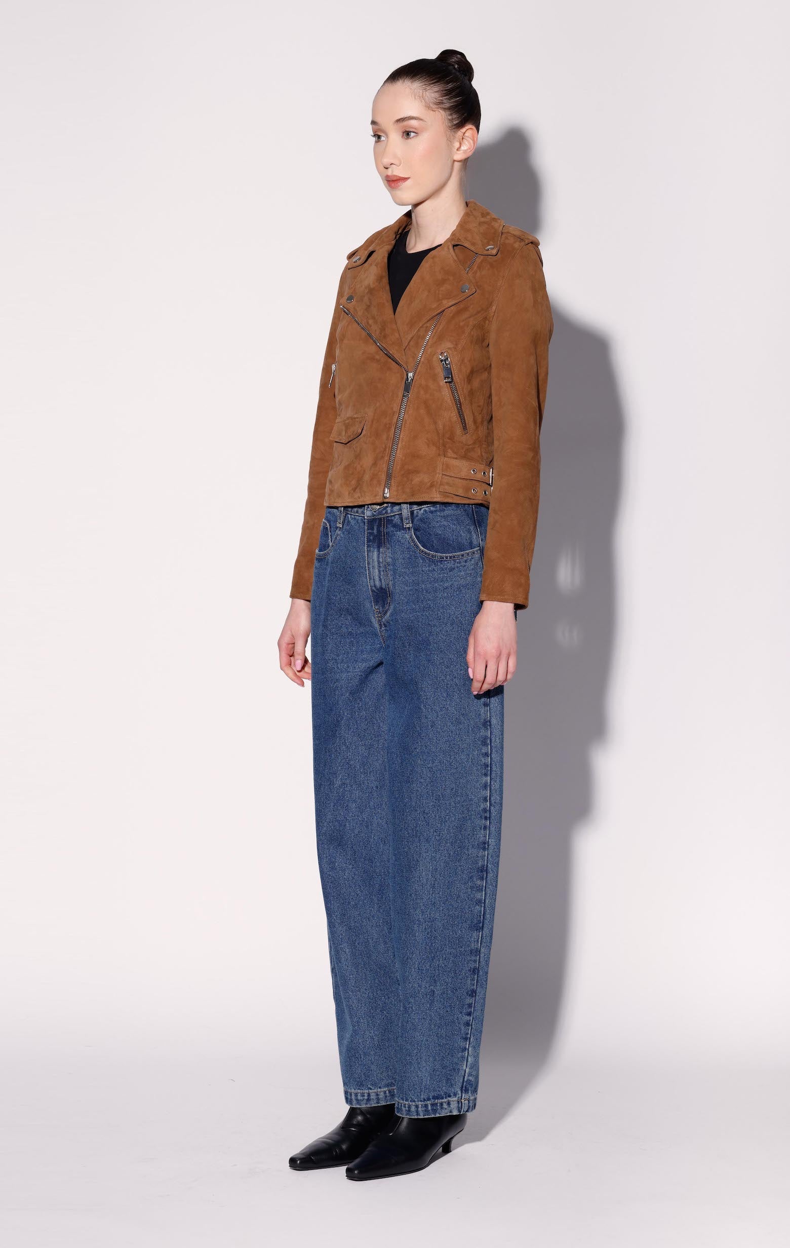 Liz Jacket, Caramel Suede - Leather