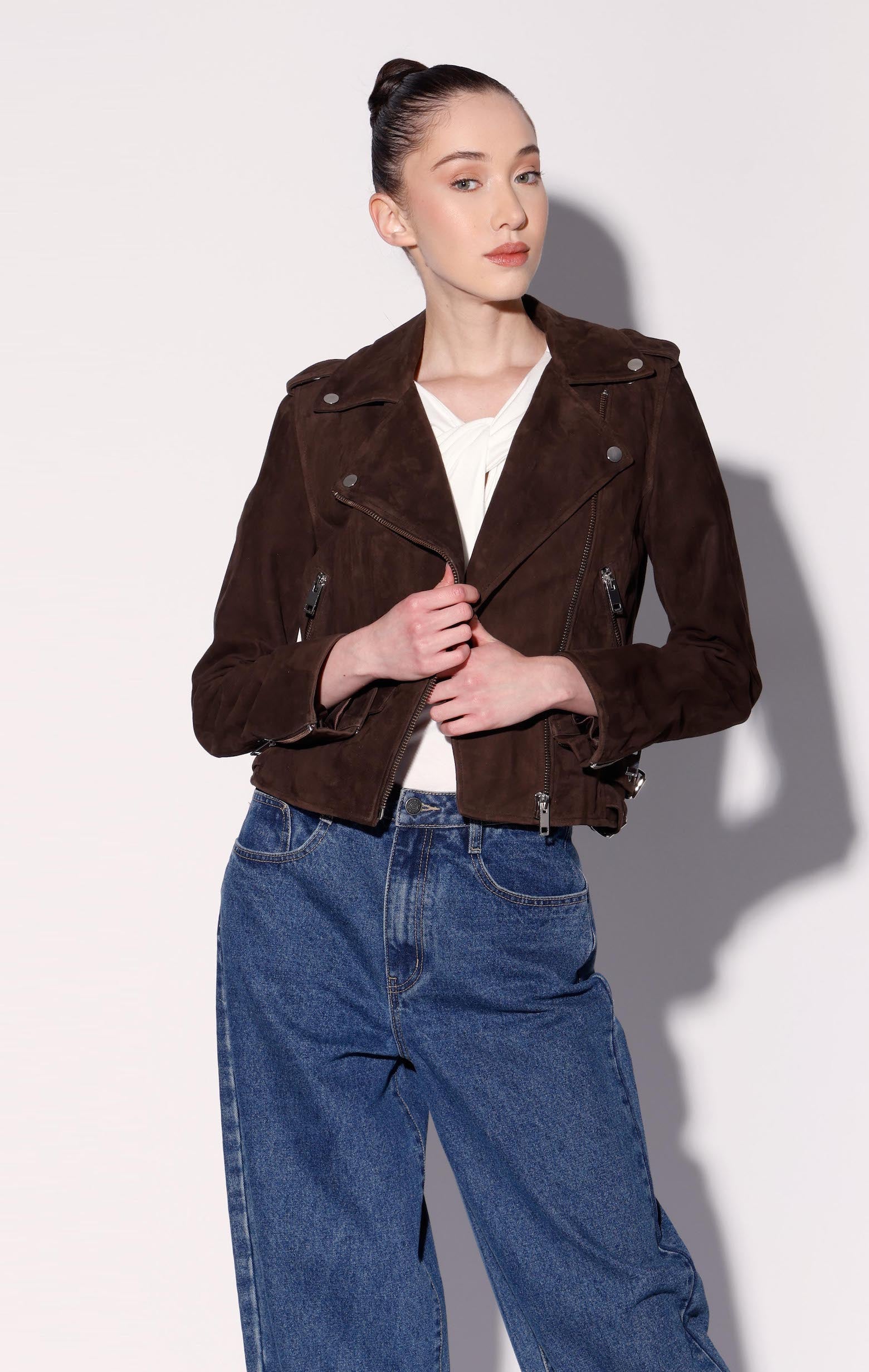 Liz Jacket, Mocha Suede - Leather