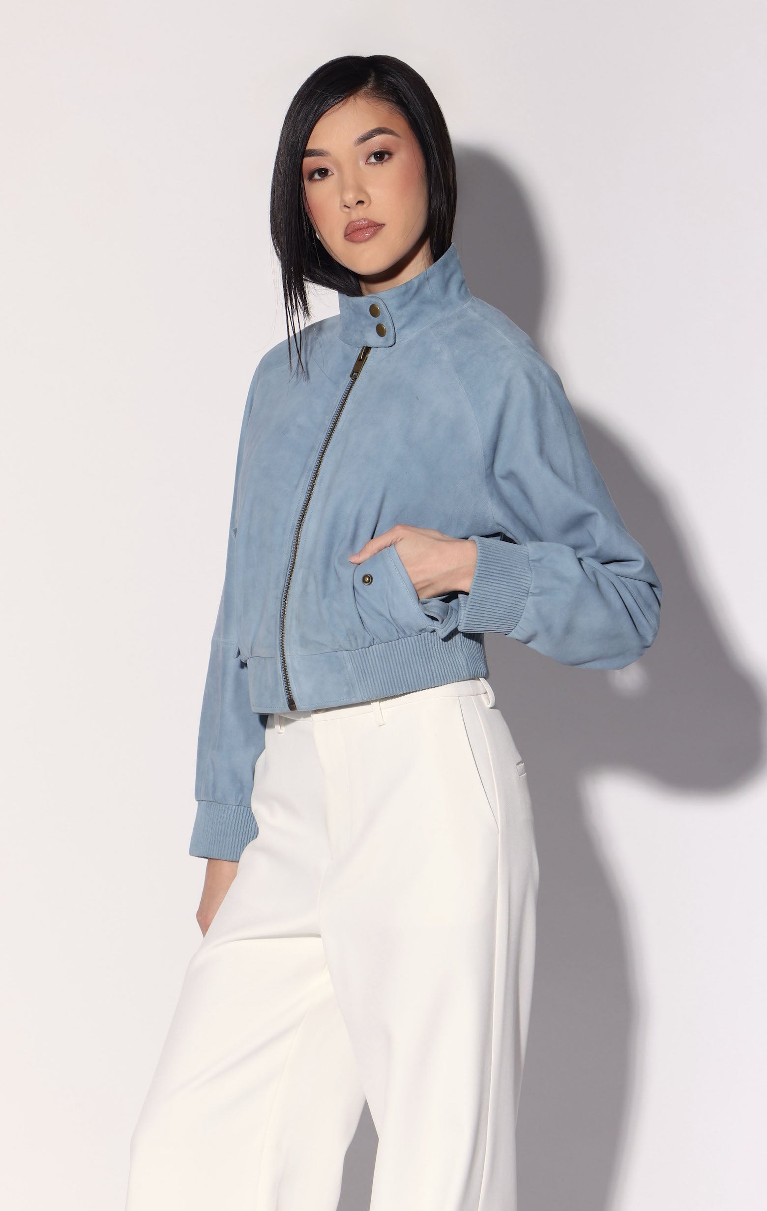 Bowie Jacket, Baby Blue - Leather