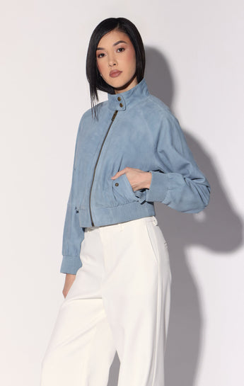 Bowie Jacket, Baby Blue - Leather