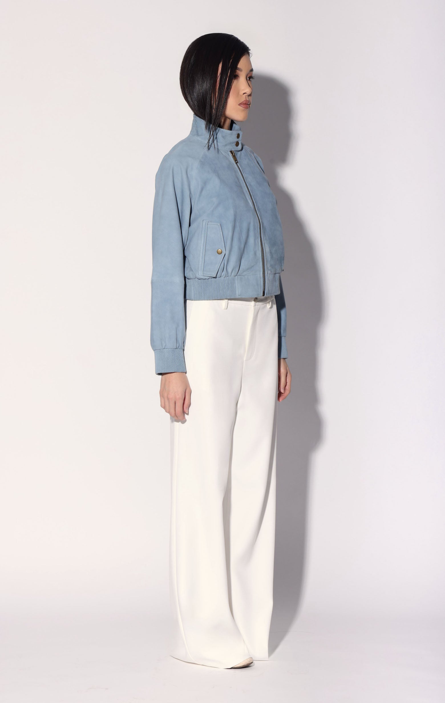 Bowie Jacket, Baby Blue - Leather