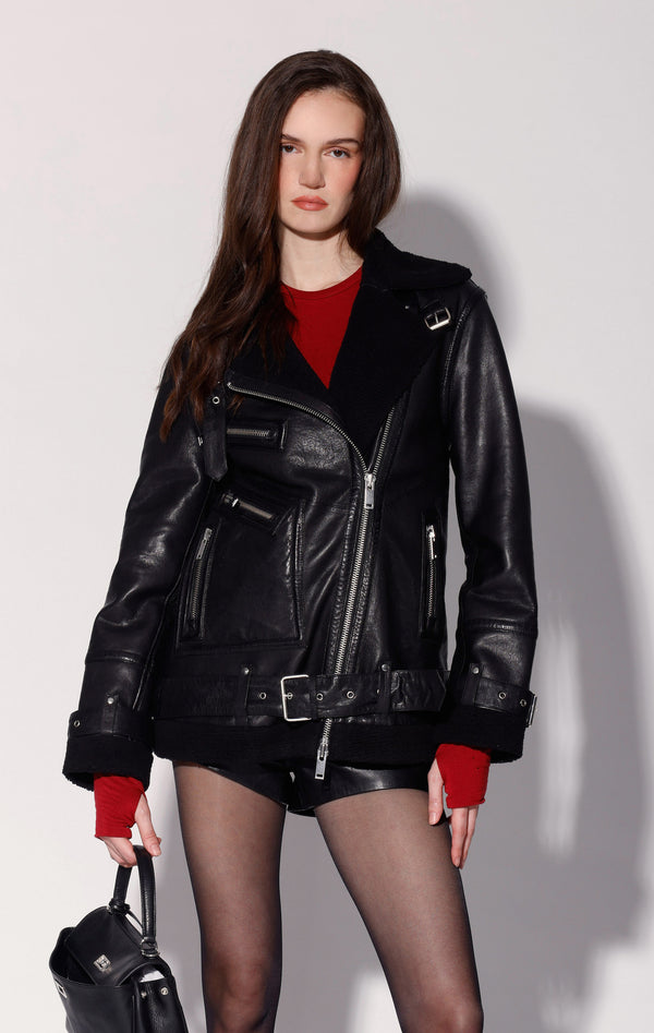 Celine Jacket, Black/Black - Leather