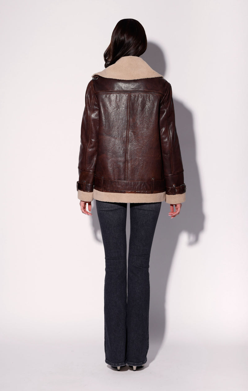 Celine Jacket, Coffee/Beige - Leather
