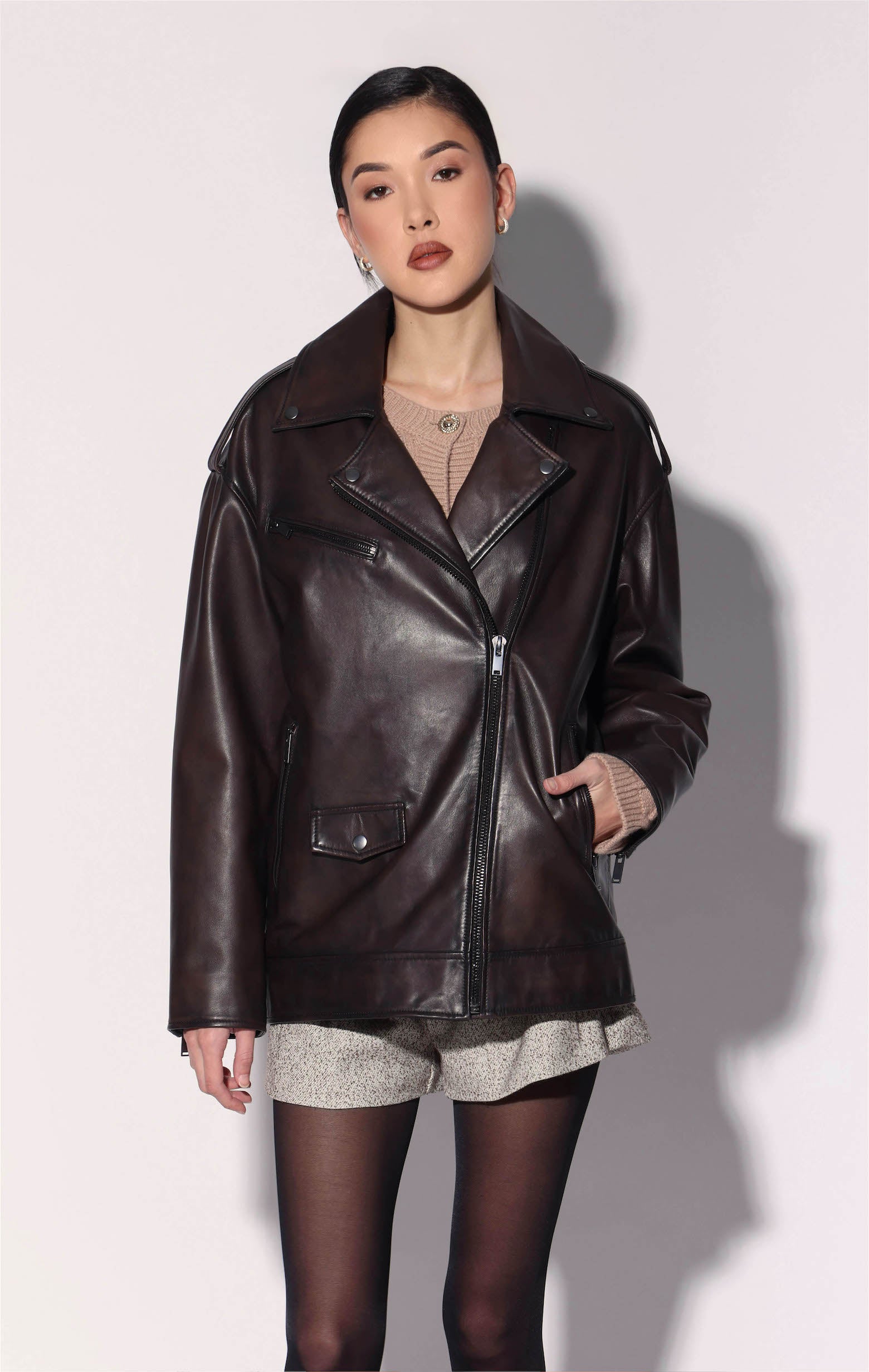 Stephie Jacket, Dark Mocha - Leather